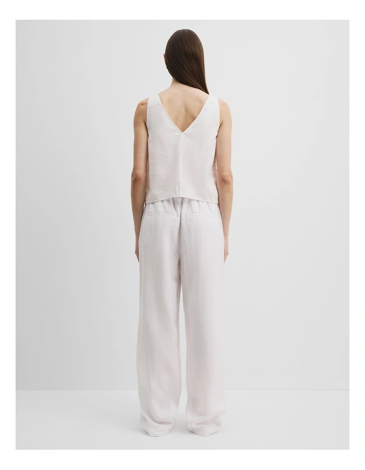 Linen Ruched Cami in White image 4