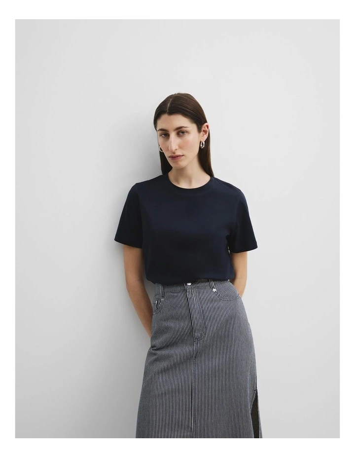 Mercerised Slim T-shirt in Deep Navy image 1