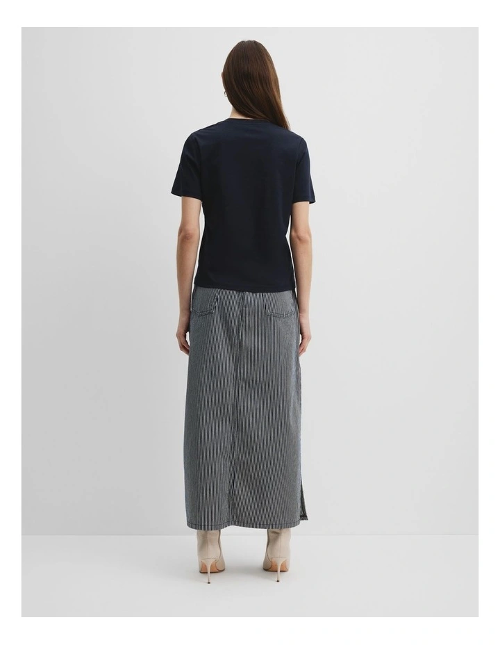 Mercerised Slim T-shirt in Deep Navy image 4