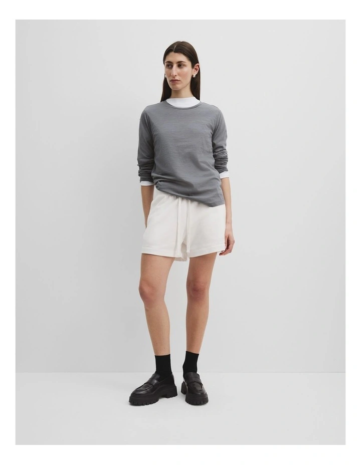 Cotton Long Sleeve Slub T-Shirt in Mineral image 2