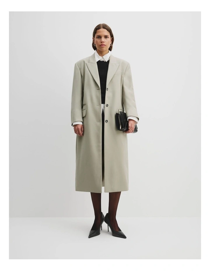 Longline Suit Coat in Dark Pistachio image 1