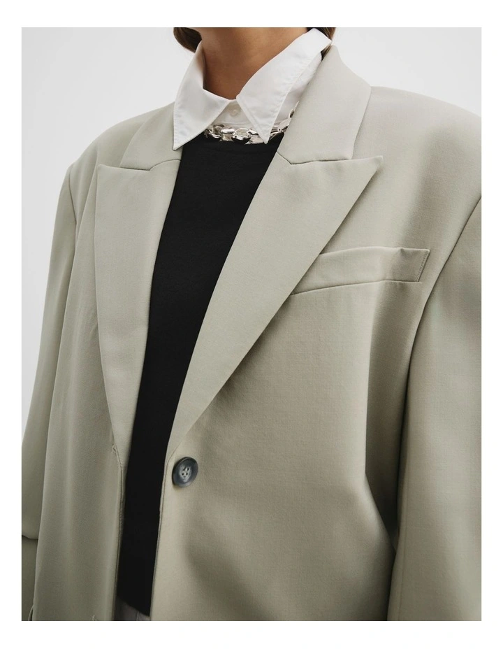 Longline Suit Coat in Dark Pistachio image 4