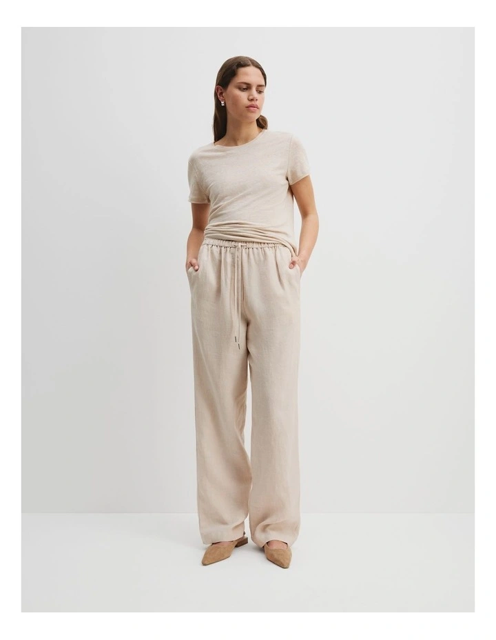Organically Grown Linen Pull-On Pant in Sand image 1