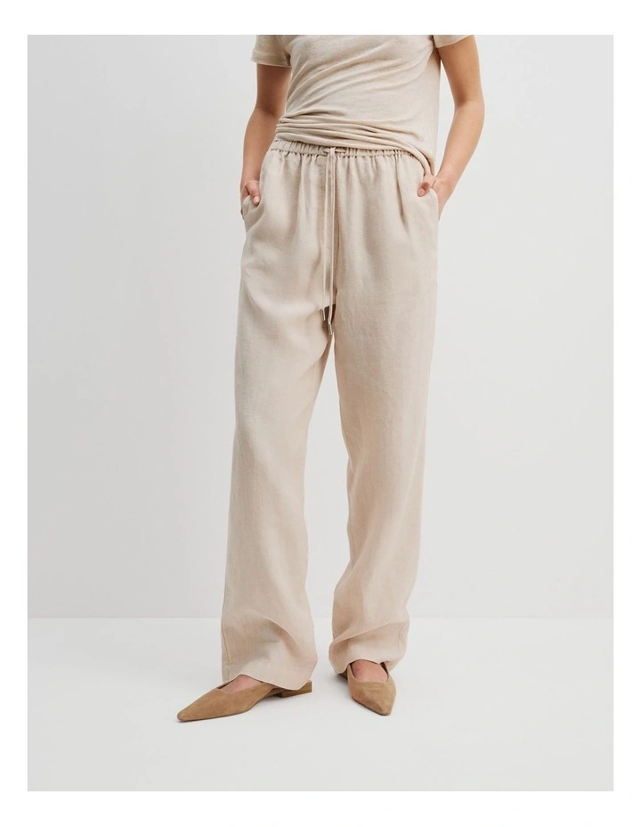 Organically Grown Linen Pull-On Pant in Sand image 2