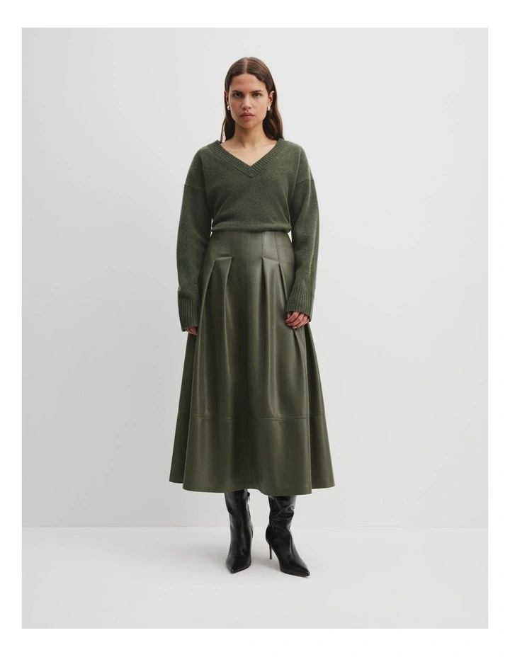 A-line Soft Skirt in Dark Moss image 1