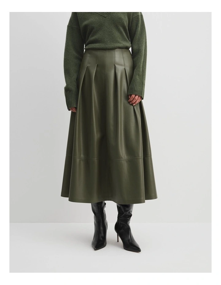 A-line Soft Skirt in Dark Moss image 2