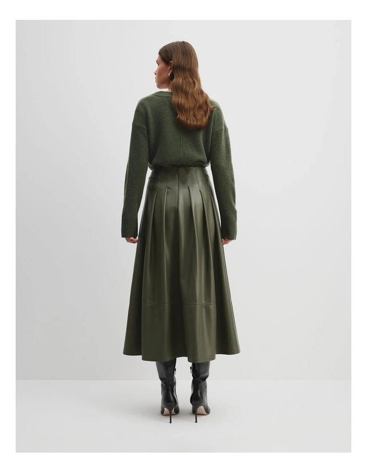 A-line Soft Skirt in Dark Moss image 4