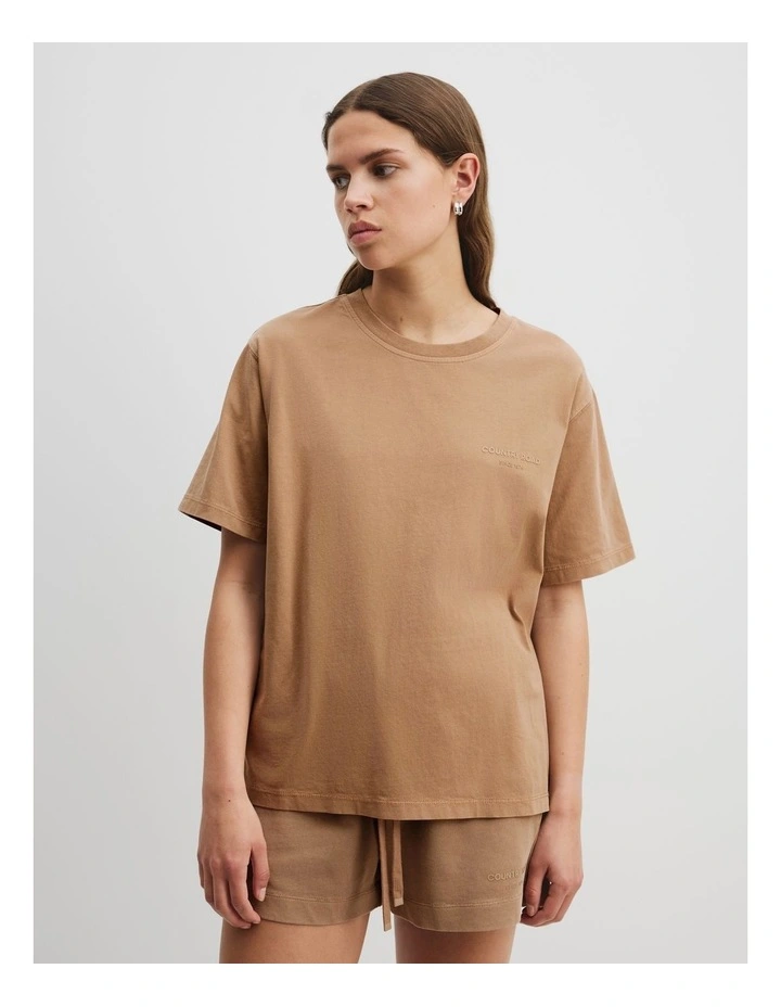 Cotton Washed Jersey T-Shirt in Cinnamon image 1