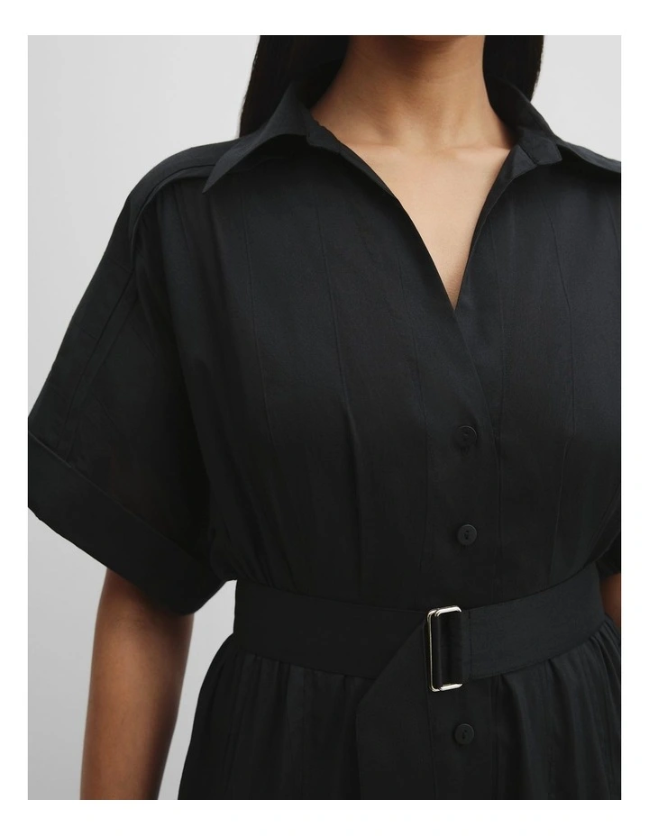 Self Stripe Darted Dress in Black image 2