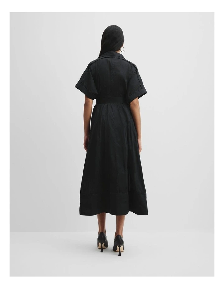 Self Stripe Darted Dress in Black image 4
