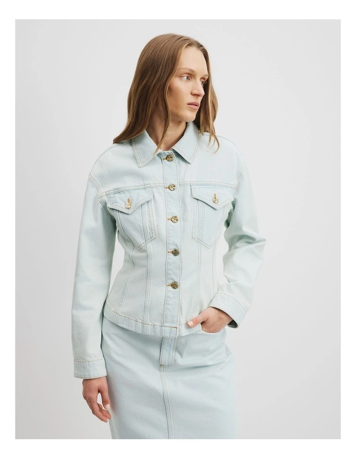 Cinched Denim Jacket in Salt image 1
