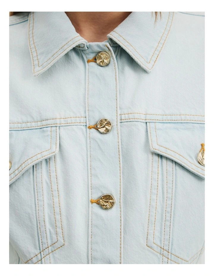 Cinched Denim Jacket in Salt image 3