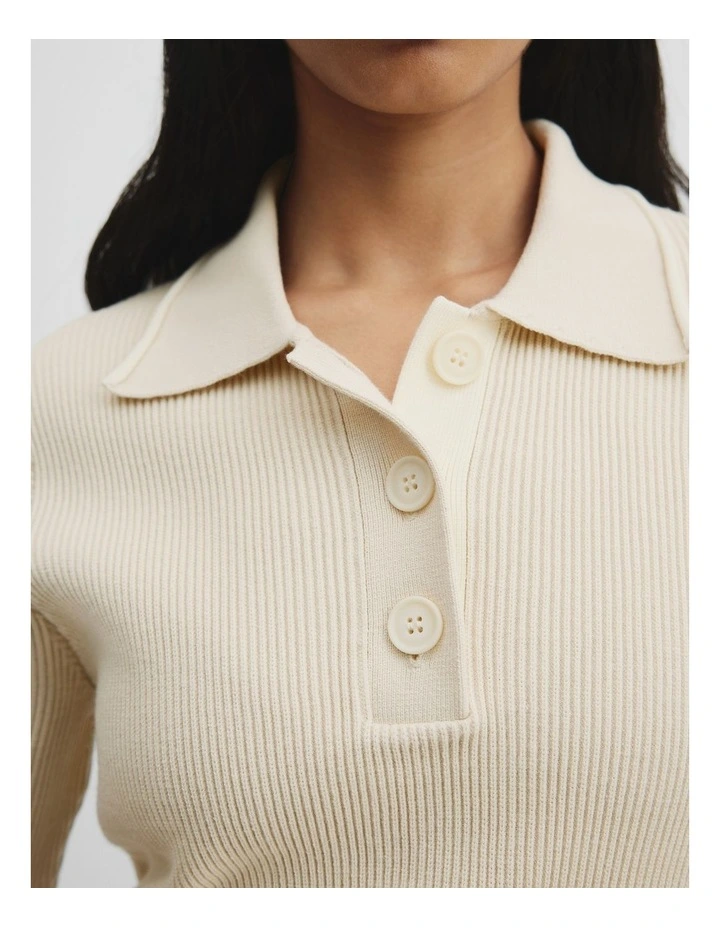 Rib Knit Polo in Pebble image 2