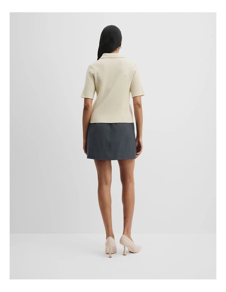 Rib Knit Polo in Pebble image 4