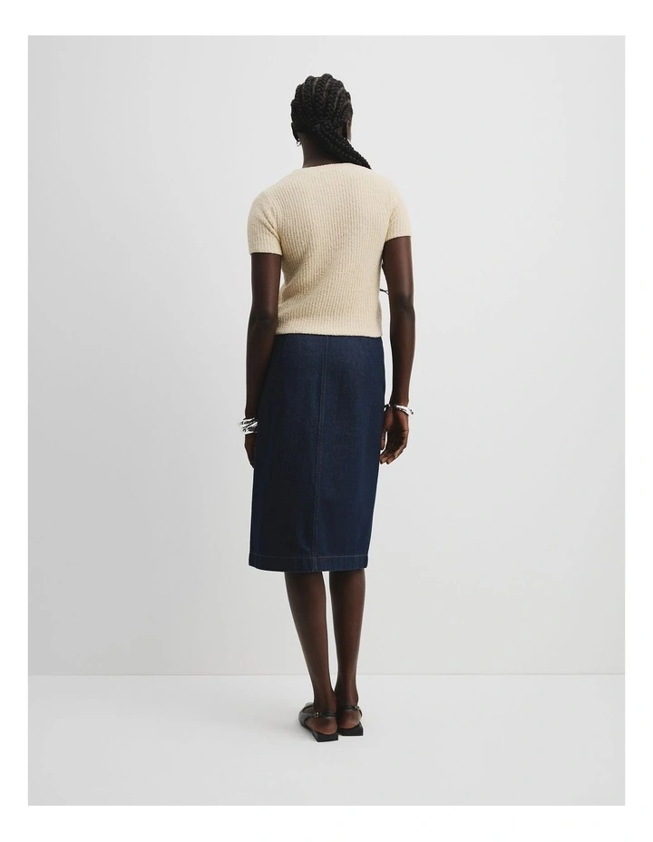 Cotton Boucle Knit T-Shirt in Pebble image 4