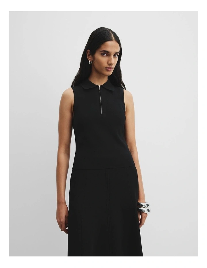 Compact Knit Polo in Black image 1