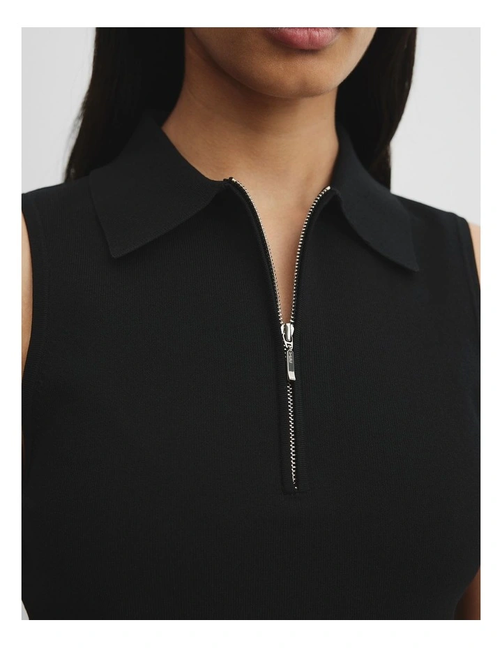 Compact Knit Polo in Black image 3