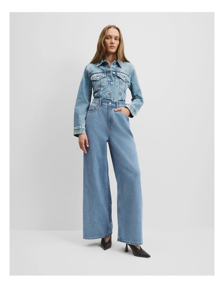 Elastic Pull-on Jean in Vintage Wash Denim image 1