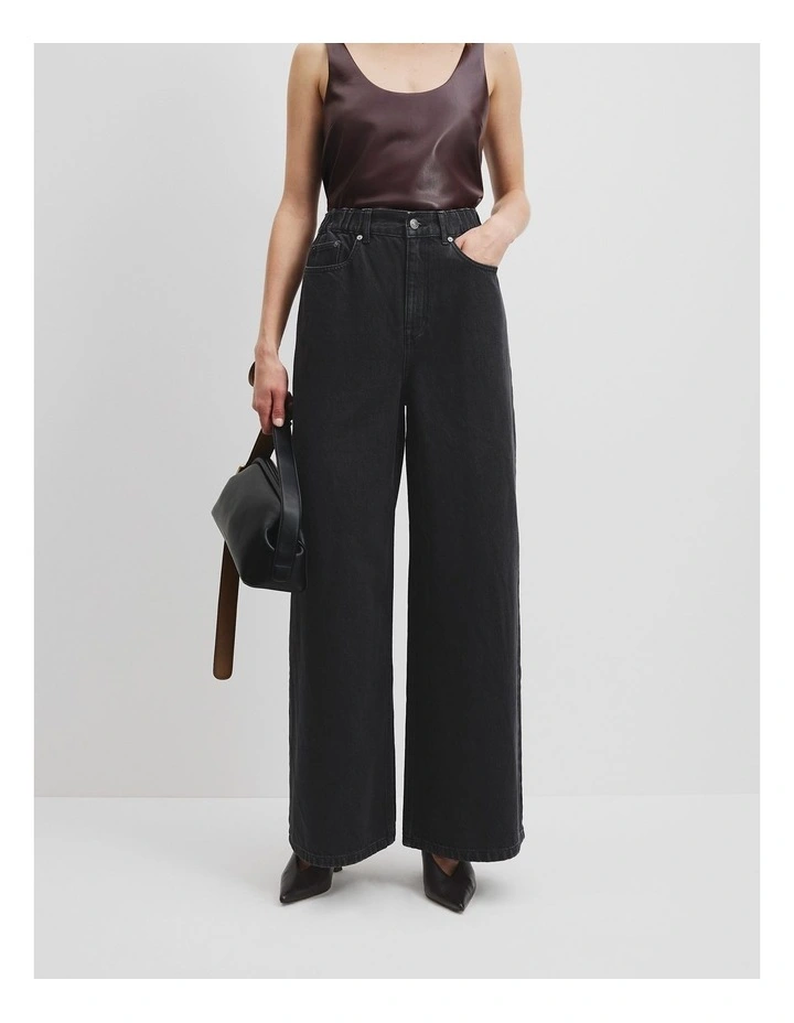 Elastic Pull-on Jean in Black image 2