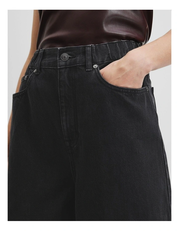 Elastic Pull-on Jean in Black image 3