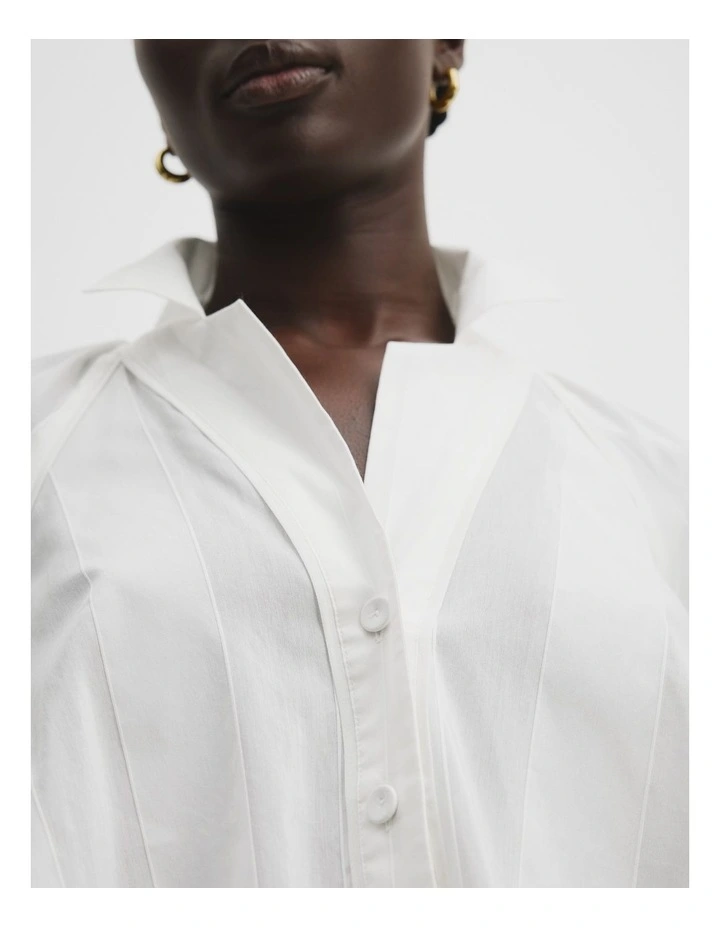 Cotton Blend Self Stripe Popover in Antique White image 2