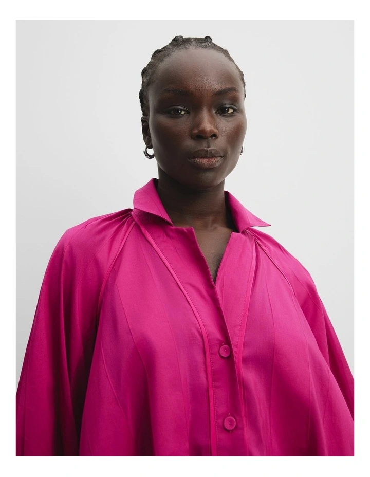Cotton Blend Self Stripe Popover in Plum image 2