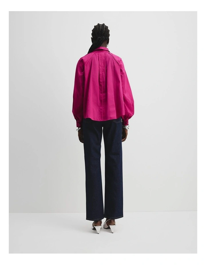Cotton Blend Self Stripe Popover in Plum image 4