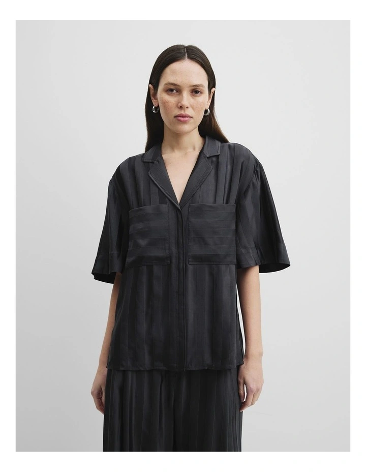 Self Stripe Short Sleeve Shirt in Slate image 1
