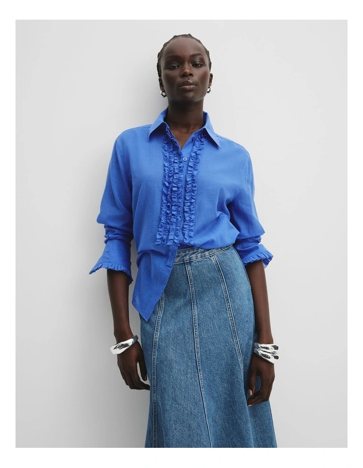 Ruffle Organza Shirt in Electric Blue image 1
