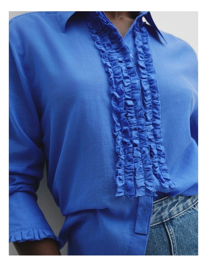 Ruffle Organza Shirt in Electric Blue image 2