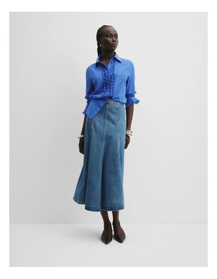 Ruffle Organza Shirt in Electric Blue image 3