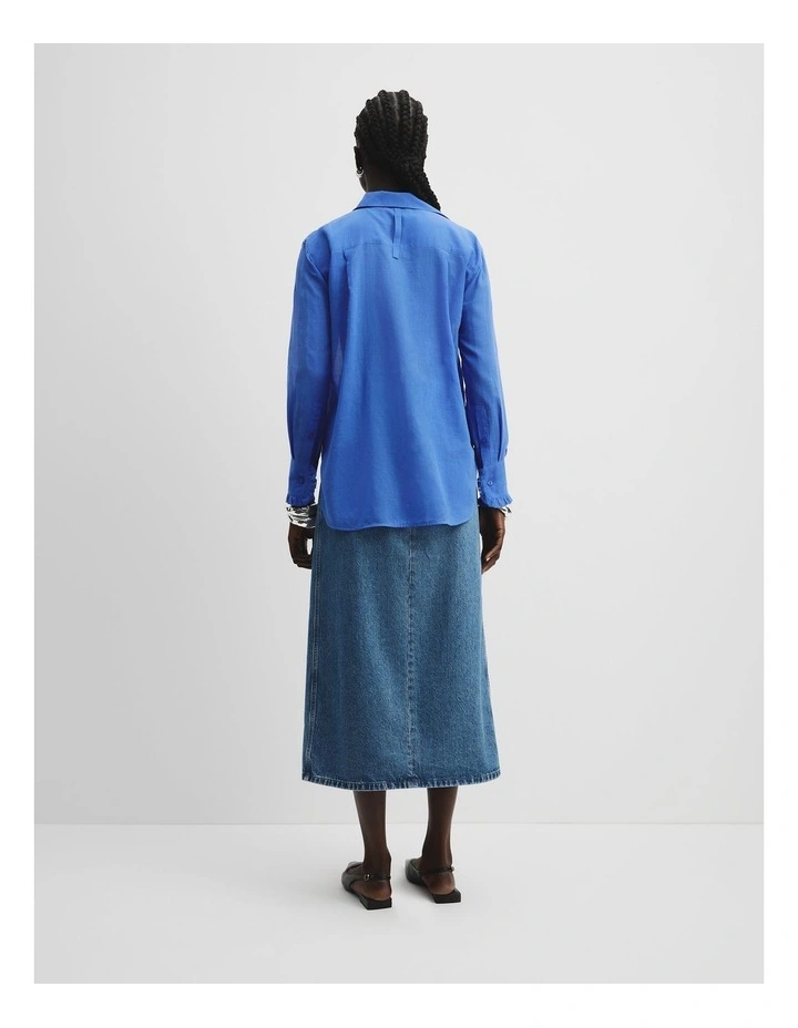 Ruffle Organza Shirt in Electric Blue image 4