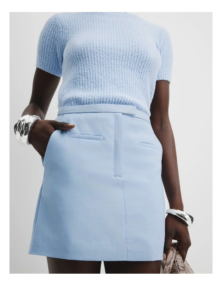 Pocket Detail Mini Skirt in Sky image 2