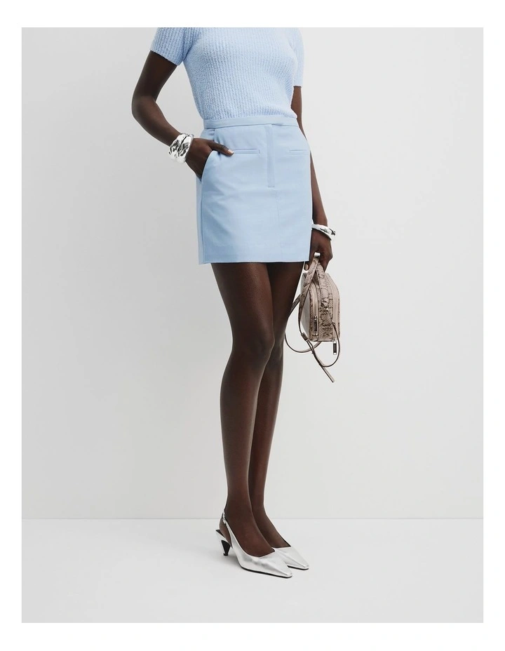 Pocket Detail Mini Skirt in Sky image 3