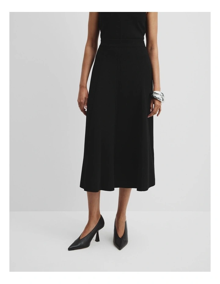 Compact Knit Skirt in Black image 2