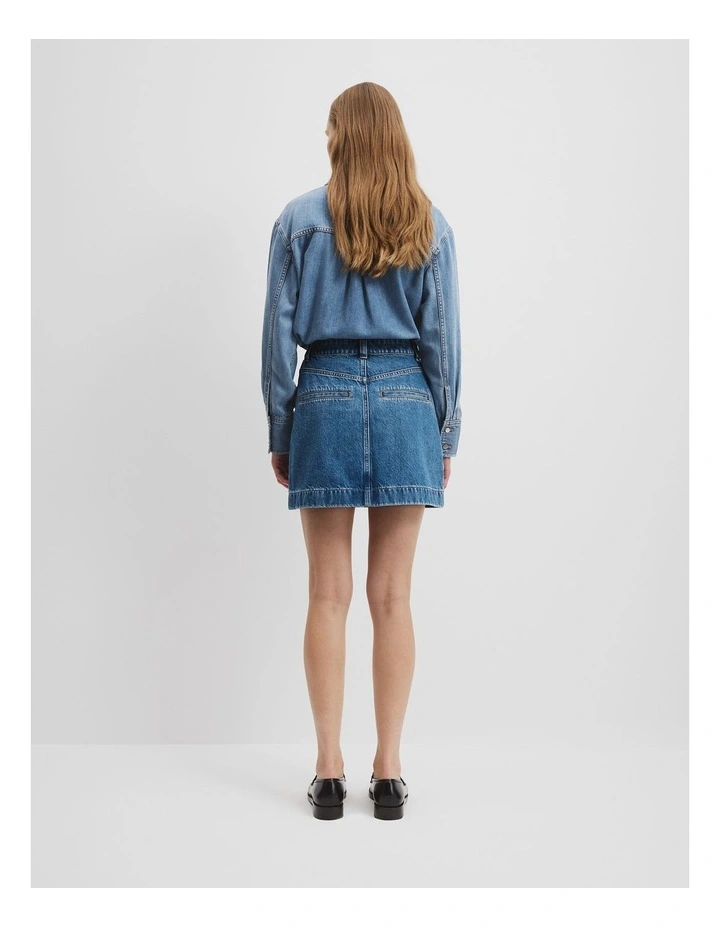 Denim Mini Skirt in Mid Blue Wash image 4