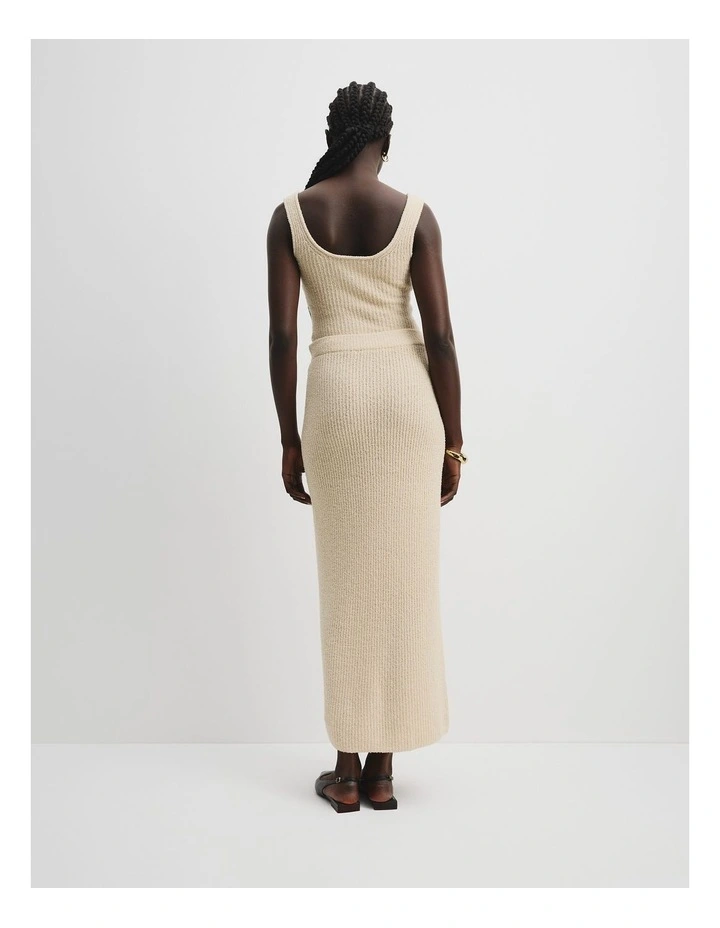 Cotton Boucle Knit Skirt in Pebble image 4