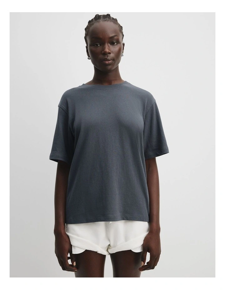 Australian Cotton Short Sleeve Relaxed T-Shirt in Mineral image 2
