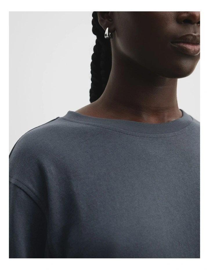 Australian Cotton Short Sleeve Relaxed T-Shirt in Mineral image 3