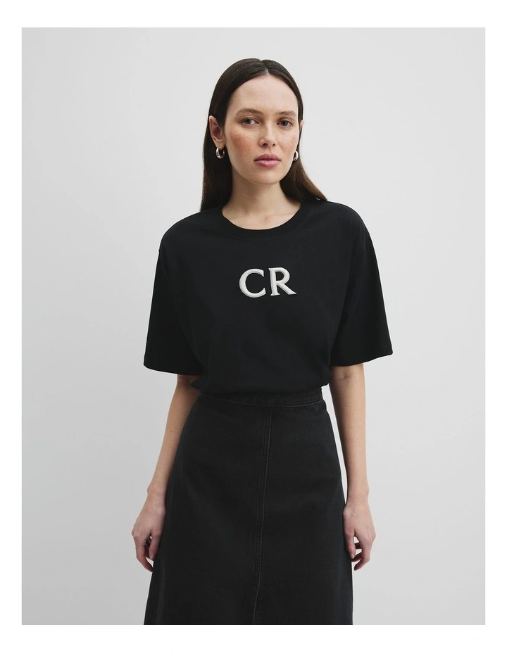 Australian Cotton Cr Logo T-shirt in Black image 1