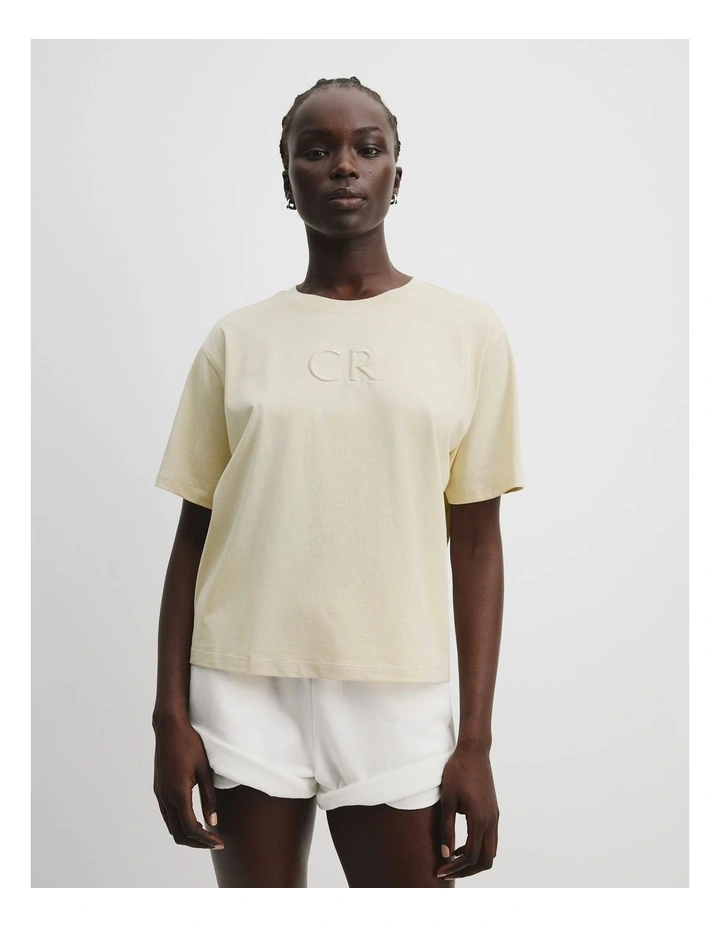 Australian Cotton Cr Logo T-shirt in Pebble image 2