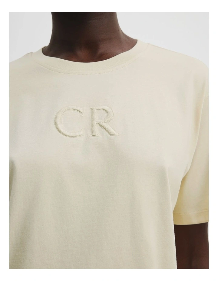 Australian Cotton Cr Logo T-shirt in Pebble image 3