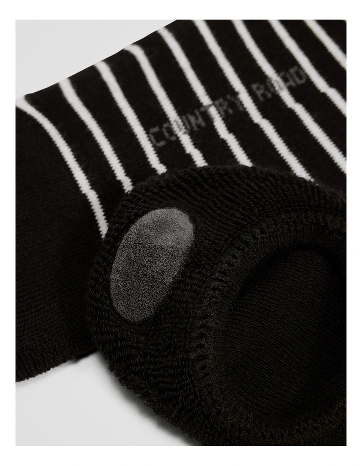 Australian Cotton Blend Cushion Sock Pack Of 3 in Black Stripe image 2
