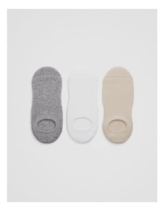 Australian Cotton Blend Cushion Sock Pack Of 3 in Pebble