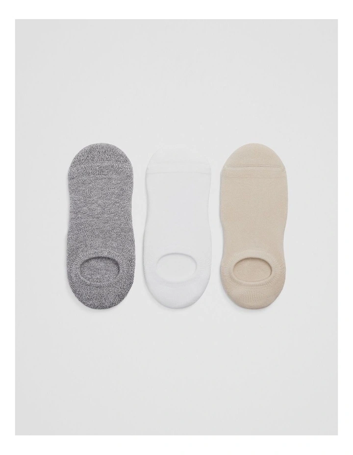 Australian Cotton Blend Cushion Sock Pack Of 3 in Pebble image 1
