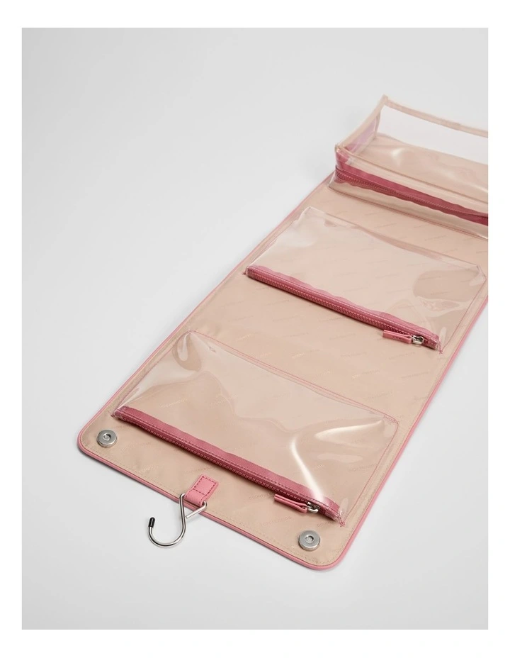 Recycled Polyester Roll-up Cosmetic Bag in Strawberry image 2