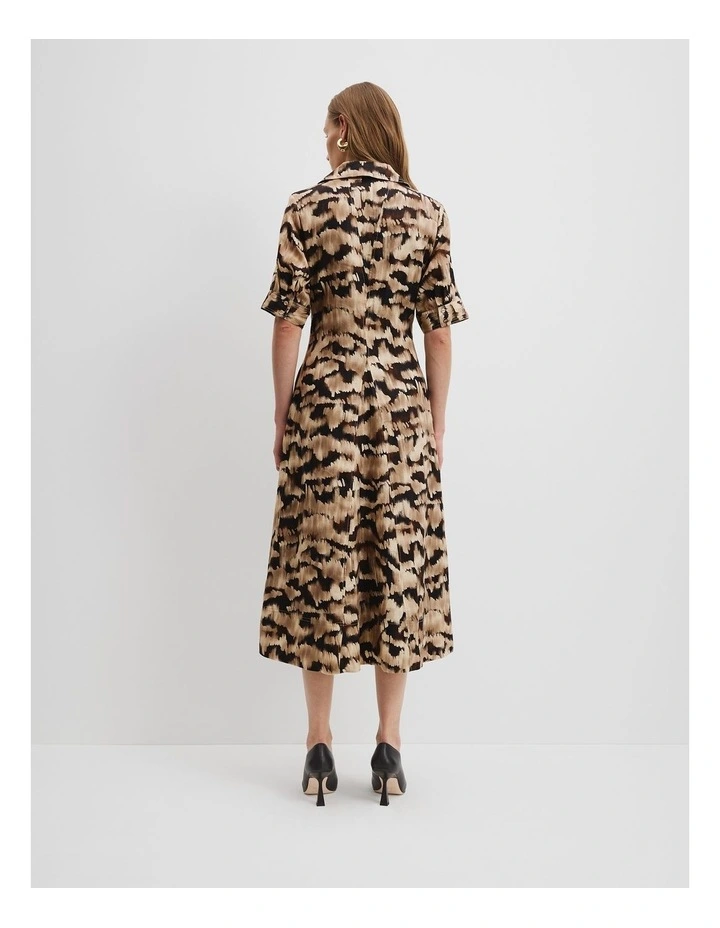 Print V-neck Midi Dress in Abstract Animal image 4