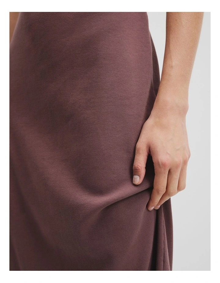 Cotton Blend Mock Neck Rib Dress in Port Stripe image 2