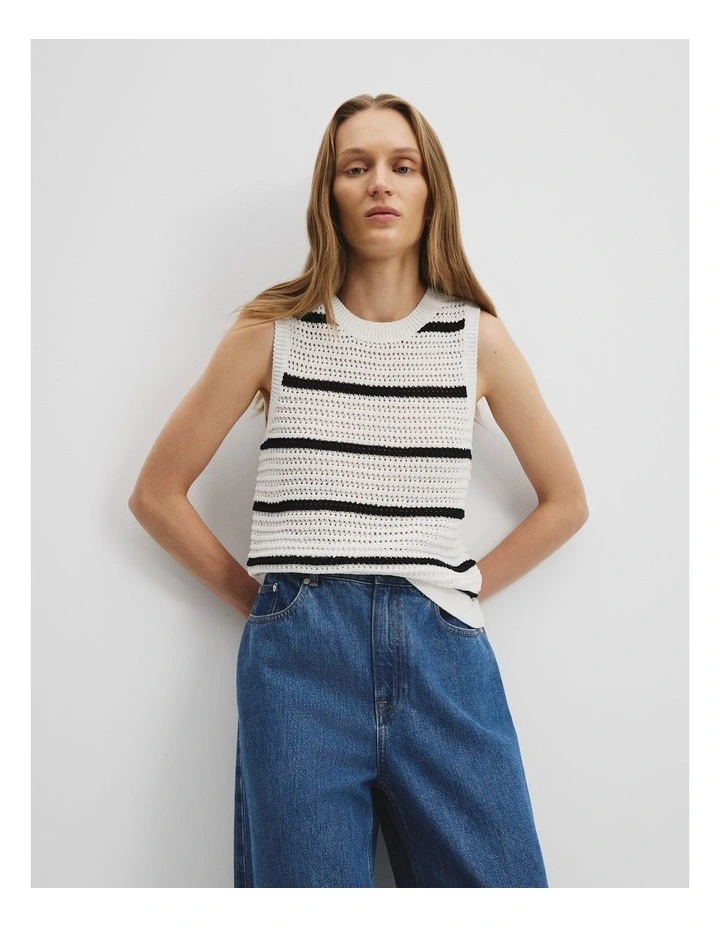 VERY J Multi Color Stripe Knit Crop Tank