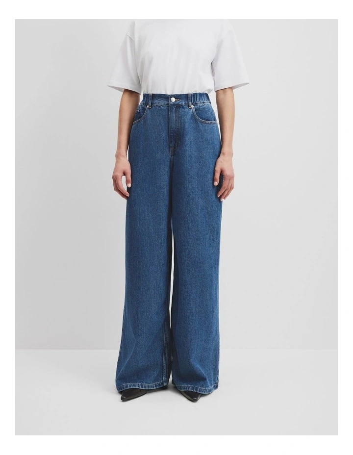 Elastic Pull-on Jean in Mid Blue Wash image 2